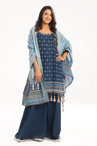 GUL AHEMD-3 Piece Unstitched Zari Embroidered Lawn Suit with Gold Lacquer Printed Lawn Dupatta CL-52444