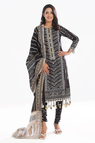 GUL AHEMD -3 Piece Unstitched Zari Embroidered Lawn Suit with Gold Lacquer Printed Lawn Dupatta CL-52407