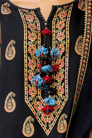 GUL AHMED-3 Piece Unstitched Gold and Lacquer Printed Suit with Gold and Lacquer Printed Acrylic Dupatta AP-42040
