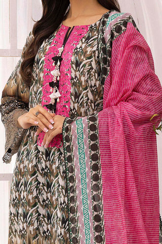 GUL AHMED-3 Piece Unstitched Embroidered Printed Lawn Suit with Printed Lawn Dupatta CL-52314