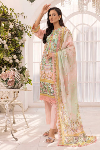 GUL AHMED -3 Piece Unstitched Printed Lawn Suit Schiffli Lace with Printed Lawn Dupatta CL-52097