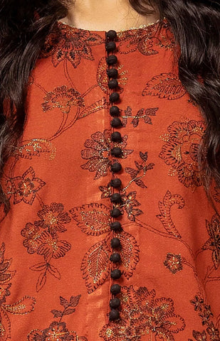 GUL AHMED -3 Piece Unstitched Embroidered Karandi Suit with Pashmina Suit AP-42001