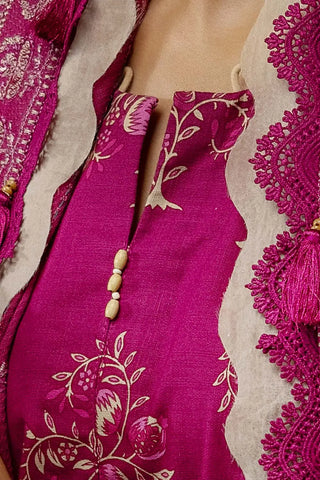 3 Piece Unstitched Printed Khaddar Suit with Embroidered Twill Cotton Linen Dupatta CV-42010