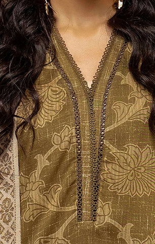 GUL AHEMD -3 Piece Unstitched Printed Linen Suit with Pashmina Dupatta AP-42047