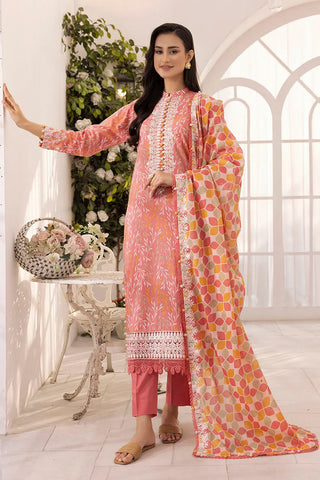 GUL AHMED -3 Piece Unstitched Embroidered Printed Lawn Suit CL-52001