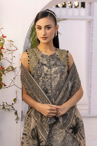 GUL AHMED -3 Piece Unstitched Embroidered Printed Lawn Suit with Printed Lawn Dupatta CL-52431