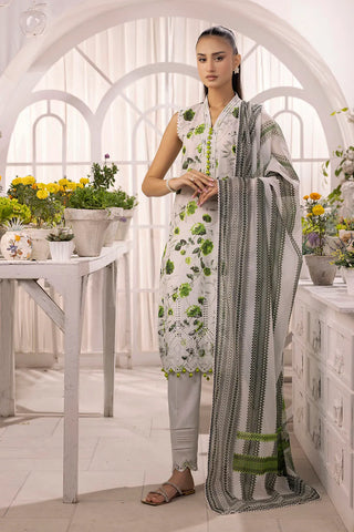GUL AHMED-3 Piece Unstitched Schiffli Embroidered Lawn Suit with Printed Lawn Dupatta CL-52481