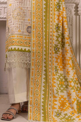 GUL AHMED-3 Piece Unstitched Embroidered Silver Printed Lawn Suit with Silver Printed Lawn Dupatta CL-52343