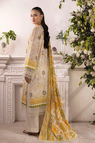 GUL AHMED-3 Piece Unstitched Embroidered Silver Printed Lawn Suit with Silver Printed Lawn Dupatta CL-52343