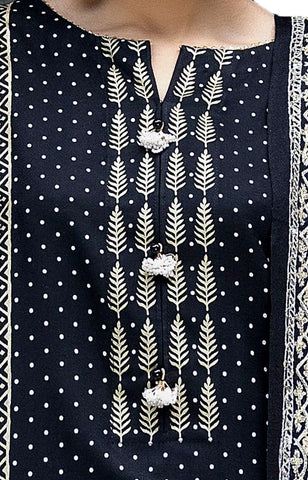 GUL AHMED -3 Piece Unstitched Gold and Lacquer Printed Arcylic Suit with Embroidered Lacquer Pashmina Dupatta AP-42021