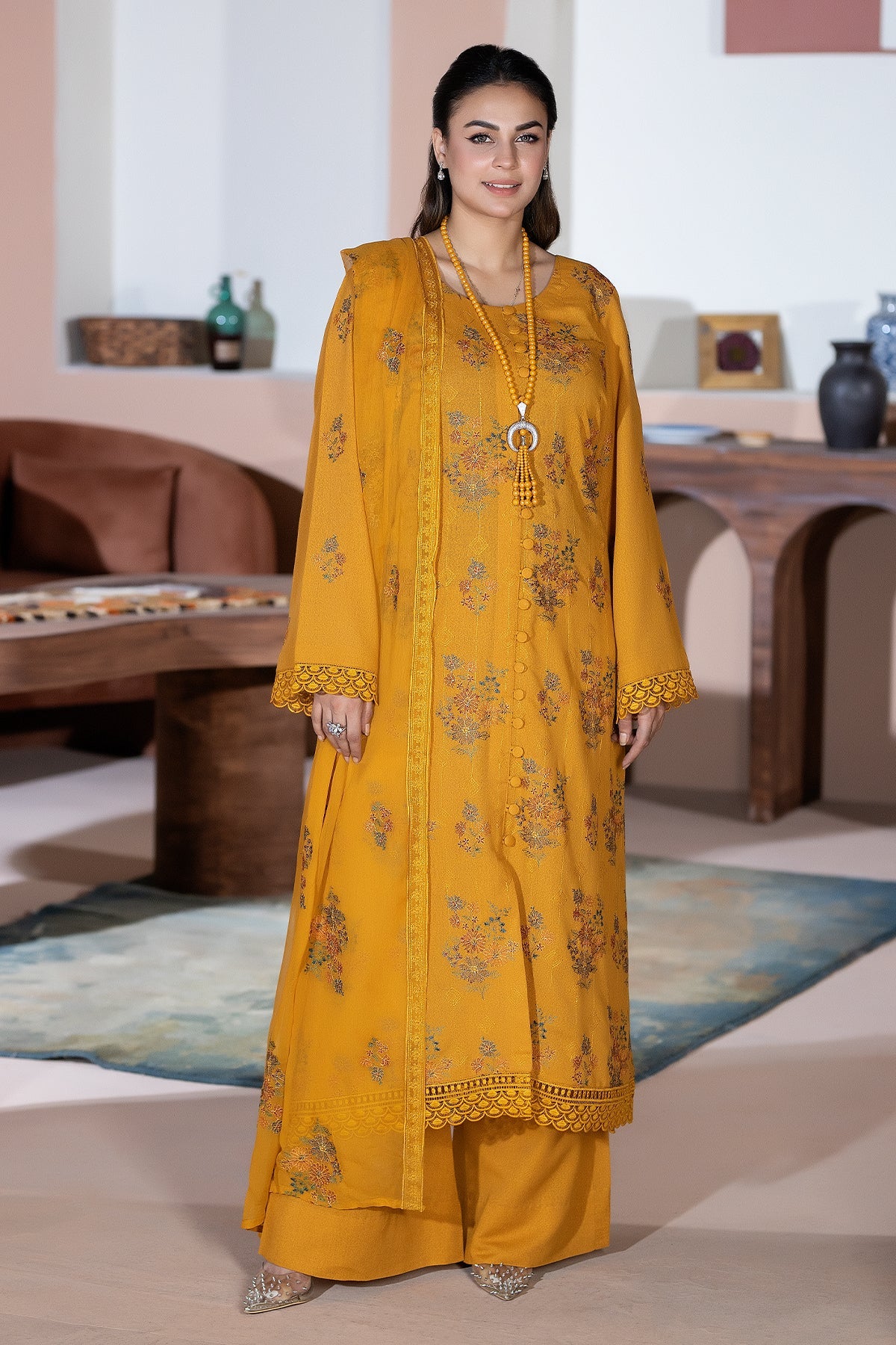 SHARJEENA KARANDI WITH CHIFFON DUPATTA KR-158