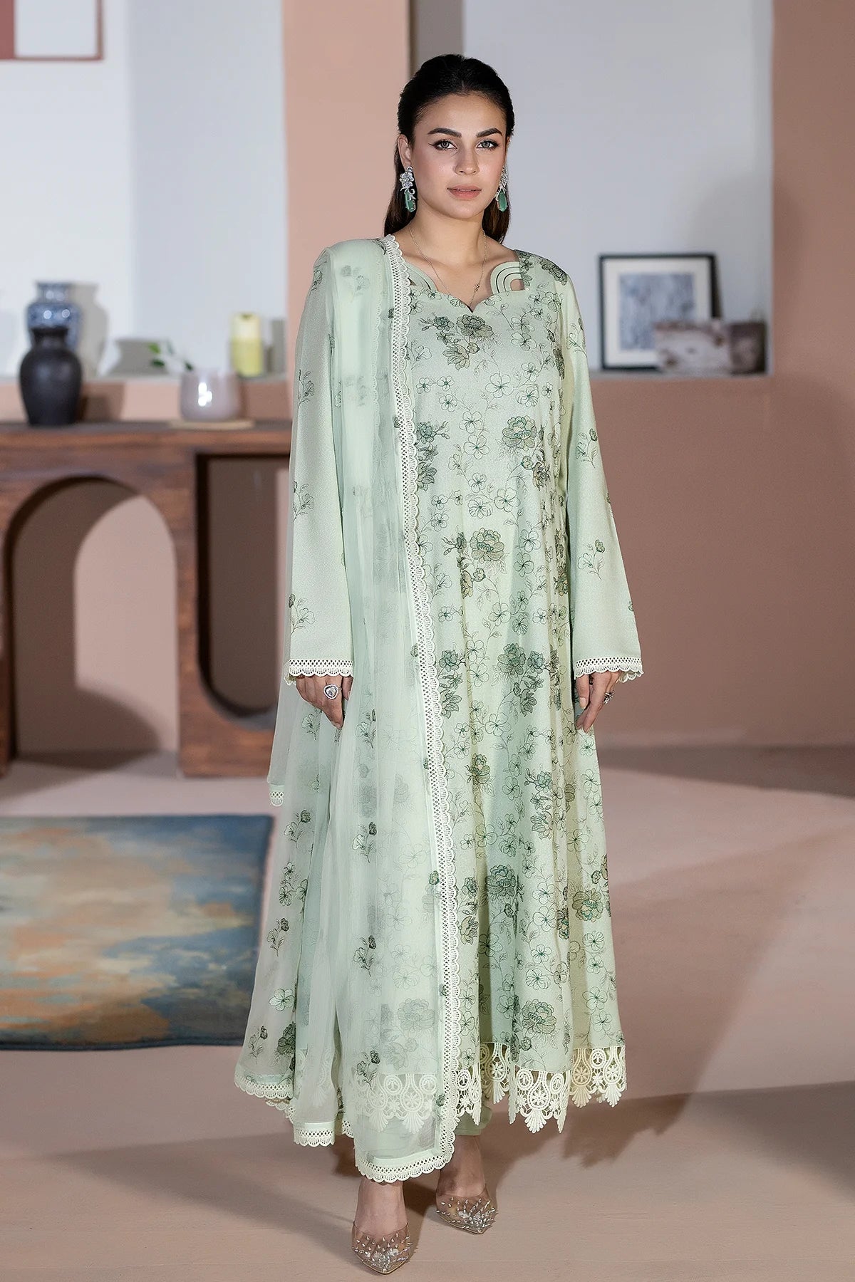 SHARJEENA KARANDI WITH CHIFFON DUPATTA KR-161