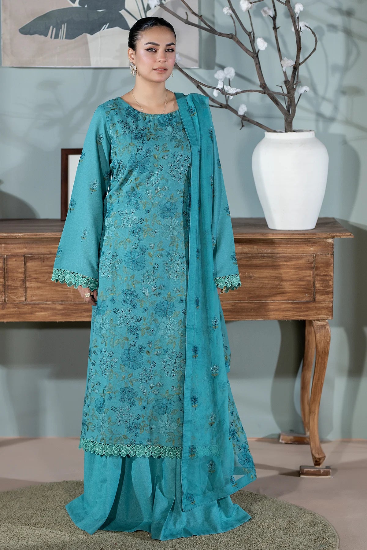 SHARJEENA KARANDI WITH CHIFFON DUPATTA KR-164
