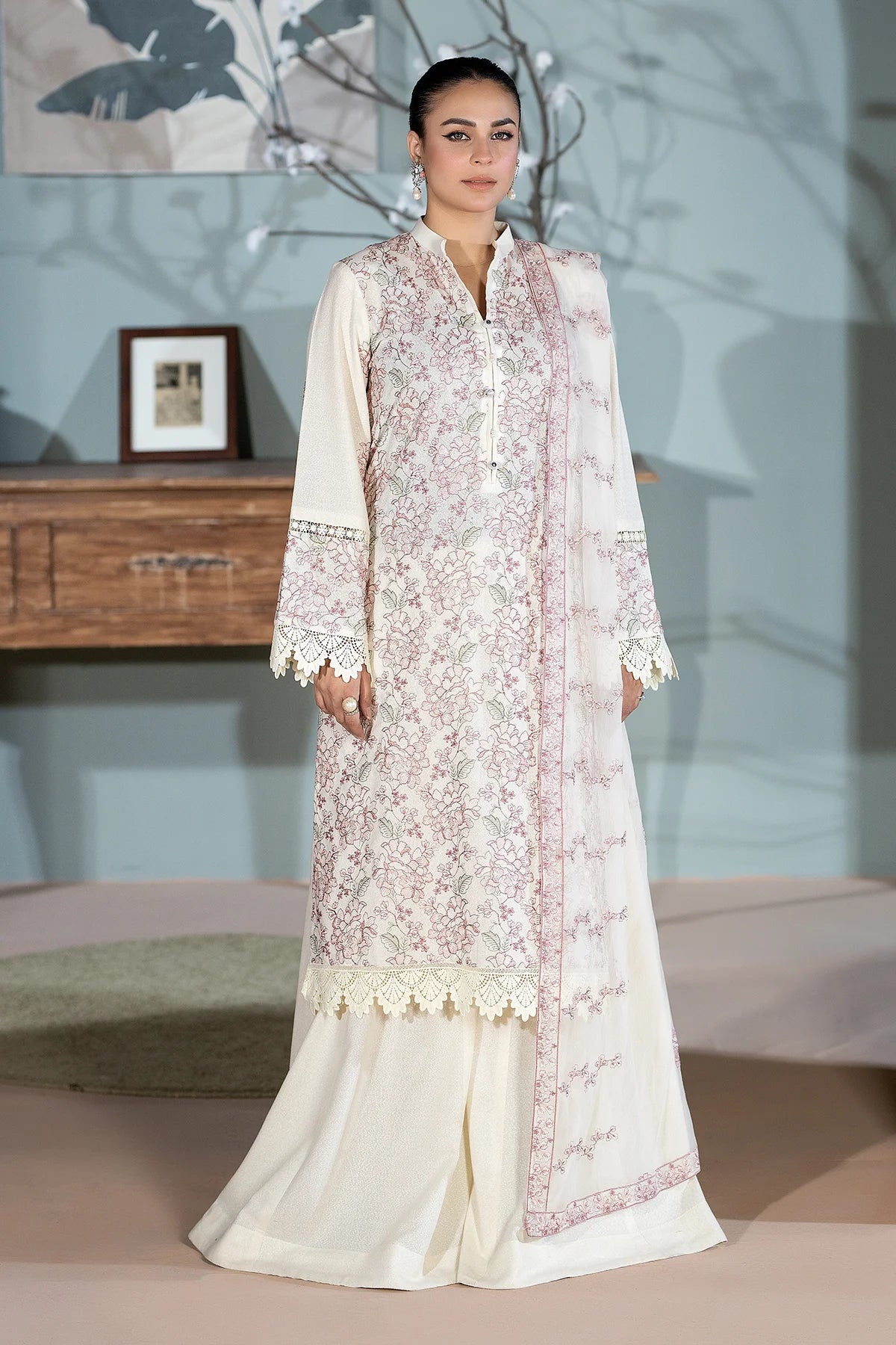 SHARJEENA KARANDI WITH CHIFFON DUPATTA KR-166