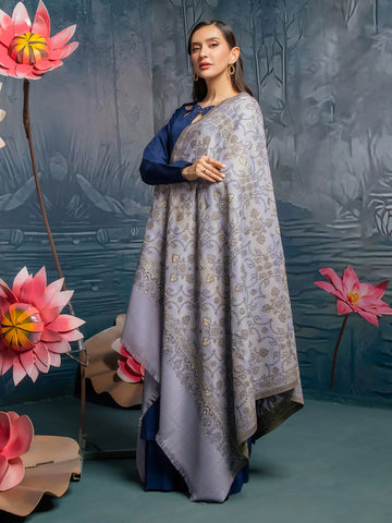 EDENROBE-Pashmina Jacquard Zari Shawl- EWMS5-004