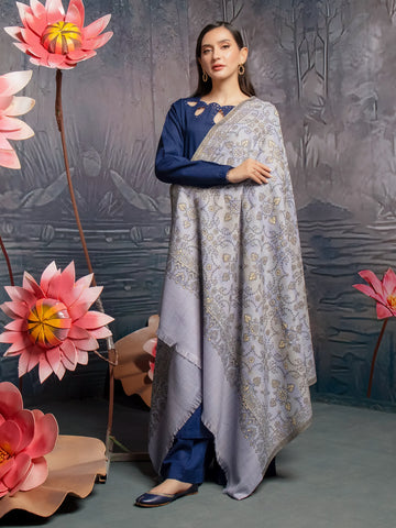 EDENROBE-Pashmina Jacquard Zari Shawl- EWMS5-004