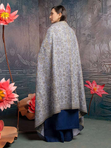 EDENROBE-Pashmina Jacquard Zari Shawl- EWMS5-004