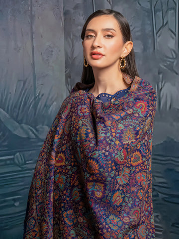 EDENROBE-Pashmina Jacquard Zari Shawl - EWMS5-044