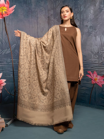 EDENROBE-Pashmina Jacquard Zari Shawl - EWMS5-010