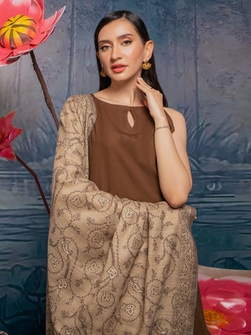 EDENROBE-Pashmina Jacquard Zari Shawl - EWMS5-010