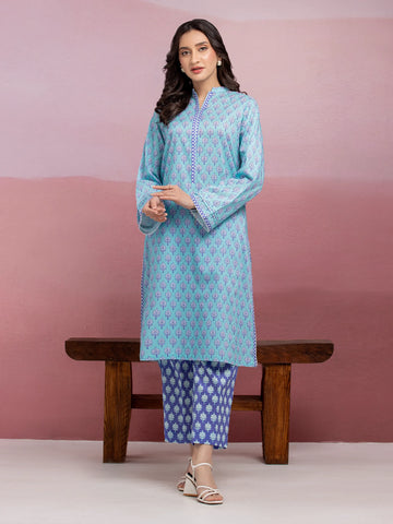 EDENROBE-35424-Unstitched Aqua Printed Lawn 2 Piece