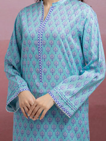 EDENROBE-35424-Unstitched Aqua Printed Lawn 2 Piece