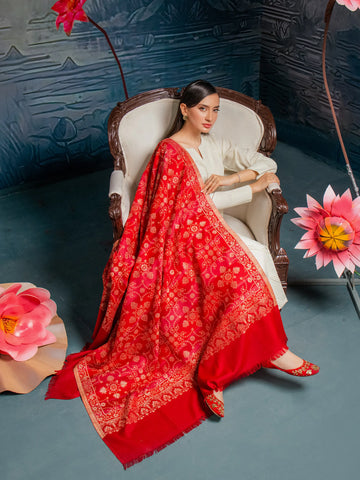 EDENROBE-Pashmina Jacquard Zari Shawl - EWMS5-005