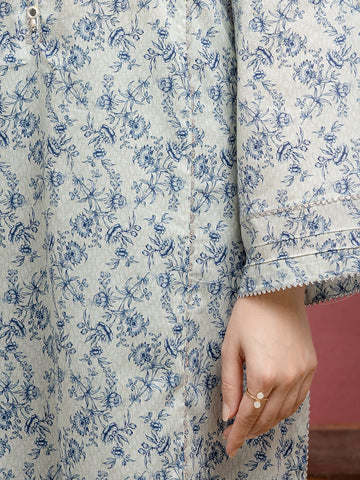 EDENROBE-35039-Unstitched Grey & Blue Printed Lawn 3 Piece