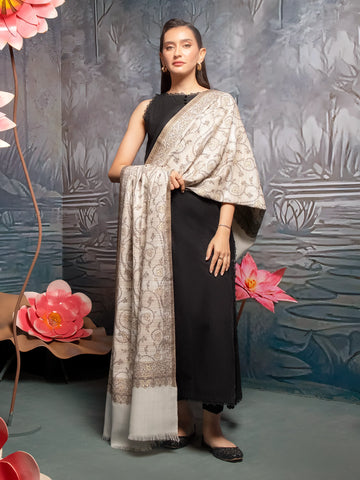 EDENROBE-Pashmina Jacquard Zari Shawl - EWMS5-001