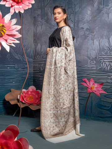 EDENROBE-Pashmina Jacquard Zari Shawl - EWMS5-001
