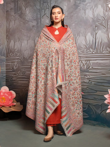 EDENROBE-Pashmina Jacquard Zari Shawl - EWMS5-023