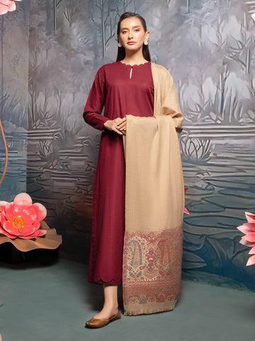 EDENROBE-Pashmina Jacquard Zari Shawl - EWMS5-009