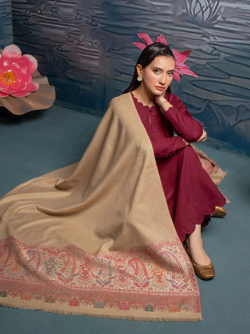 EDENROBE-Pashmina Jacquard Zari Shawl - EWMS5-009