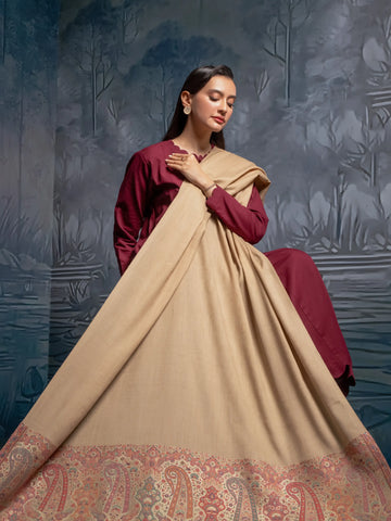 EDENROBE-Pashmina Jacquard Zari Shawl - EWMS5-009