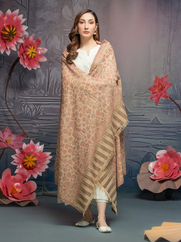EDENROBE-Pashmina Jacquard Zari Shawl - EWMS5-017