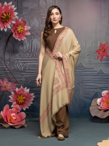 EDENROBE-Pashmina Jacquard Zari Shawl - EWMS5-021