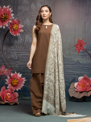 EDENROBE-Pashmina Jacquard Zari Shawl - EWMS5-002