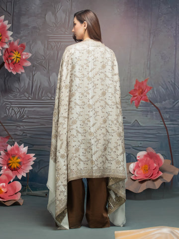 EDENROBE-Pashmina Jacquard Zari Shawl - EWMS5-002