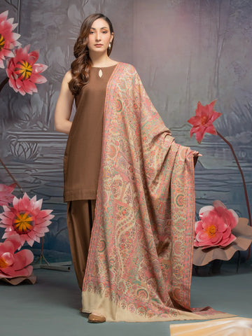 EDENROBE-Pashmina Jacquard Zari Shawl - EWMS5-019