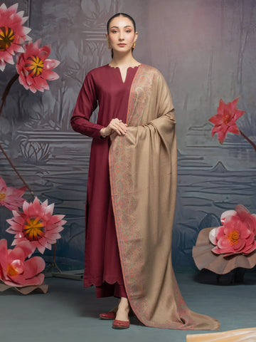 EDENROBE-Pashmina Jacquard Zari Shawl - EWMS5-016