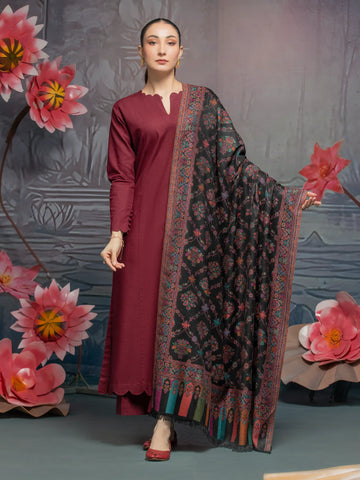 EDENROBE-Pashmina Jacquard Zari Shawl - EWMS5-040