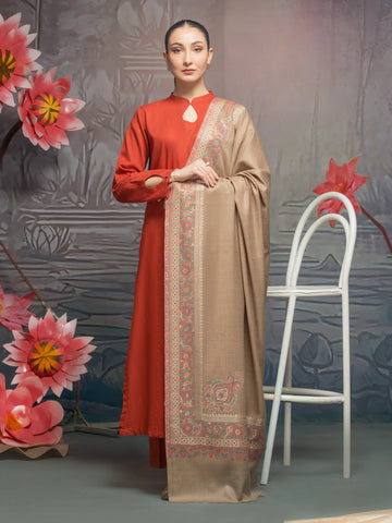 EDENROBE-Pashmina Jacquard Zari Shawl - EWMS5-008