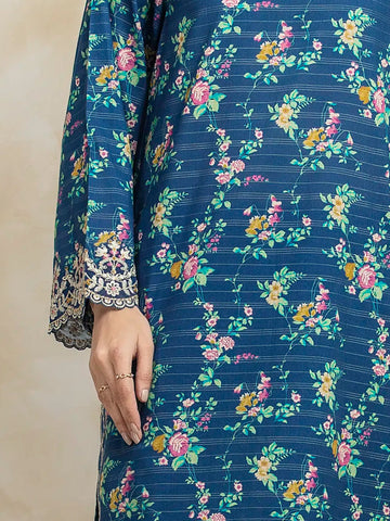 EDENROBE-31182-Unstitched Blue Embroidered Lawn 3 Piece