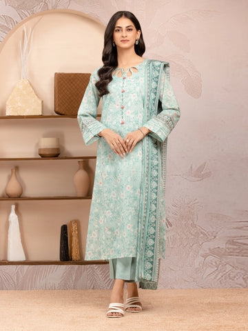 EDENROBE-35215-Unstitched Ice Green Printed Lawn 3 Piece