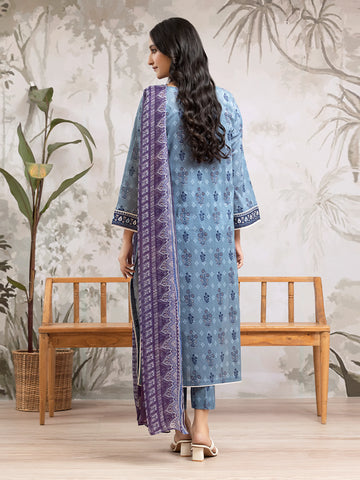 EDENROBE-M2-189-Unstitched Mid Blue Printed Khaddar 3 Piece