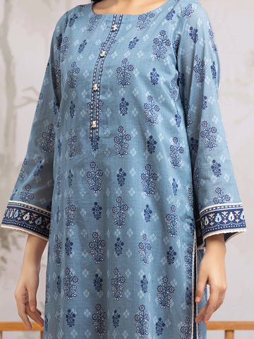 EDENROBE-M2-189-Unstitched Mid Blue Printed Khaddar 3 Piece
