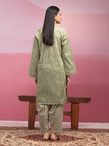 EDENROBE-35418-Unstitched Sage Green Printed Lawn 2 Piece -