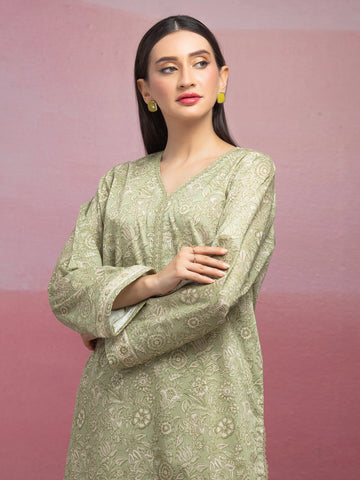 EDENROBE-35418-Unstitched Sage Green Printed Lawn 2 Piece -