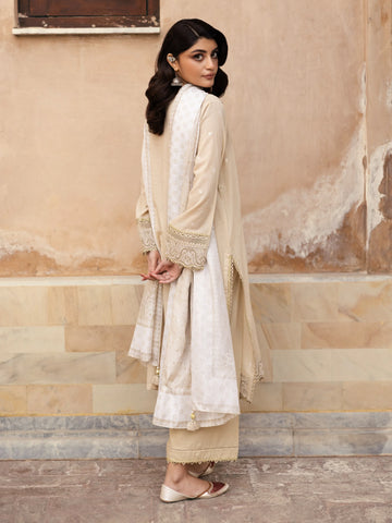 EDENROBE-31249-Unstitched Beige Embroidered Lawn 3 Piece