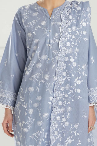 GUL AHMED-3 Piece Unstithed Embroidered Lawn Suit with Embroidered Denting Lawn Dupatta DN-52005